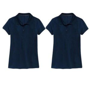 Time and Tru bundle lot of 2 navy blue short sleeves polo girl's size L